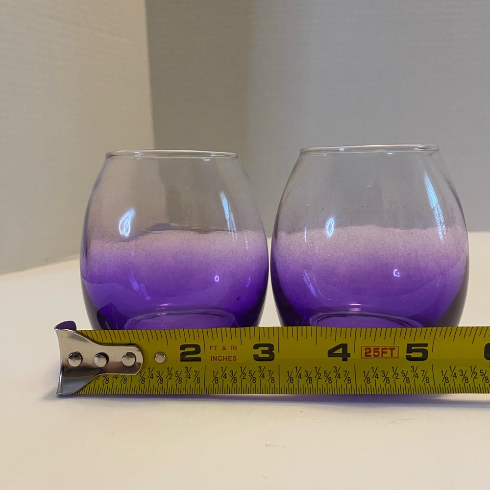 Amethyst Purple Glass Votive Tea Light Candle Holders Mid-Century Set Of 2 - Picture 8 of 10